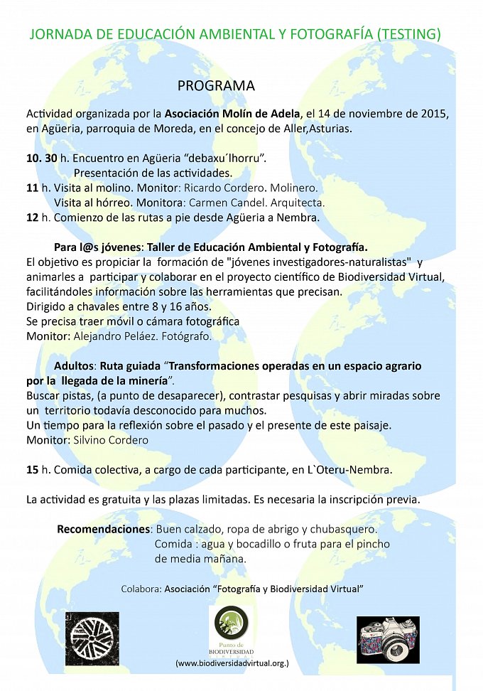 Programa jornada educación ambiental y fotografia 2015